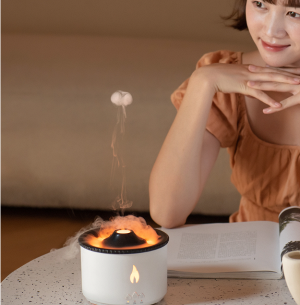 New Creative Ultrasonic Essential Oil Humidifier Volcano Aromatherapy Machine Spray Jellyfish Air Flame Humidifier Diffuser