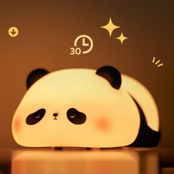 Panda Night Lights For Kids Cute Animal Silicone Timing Rechargeable Lamp Cartoon Panda Bedroom Decoration Kids Boys Girls Gift